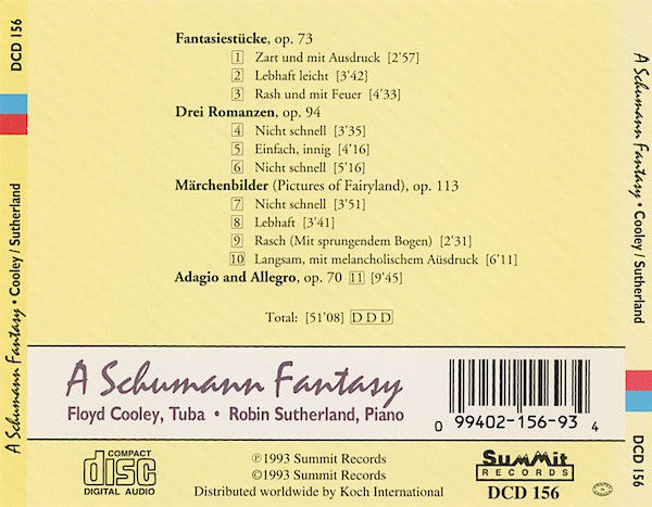 Robert Schumann, Floyd Cooley, Robin Sutherland (2) : A Schumann Fantasy (CD)