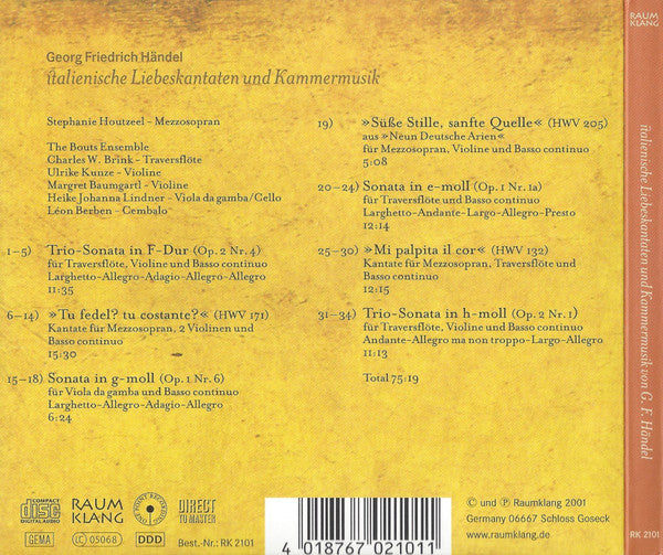 Georg Friedrich Händel, Stéphanie Houtzeel, The Bouts Ensemble : Italienische Liebeskantaten Und Kammermusik (CD, Dig)