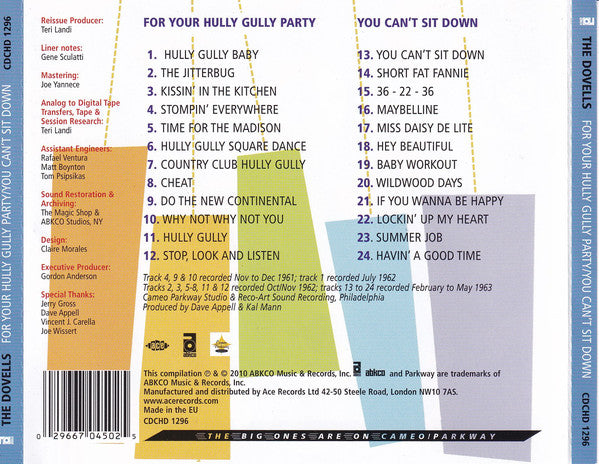 The Dovells : For Your Hully Gully Party / You Can't Sit Down (CD, Comp)