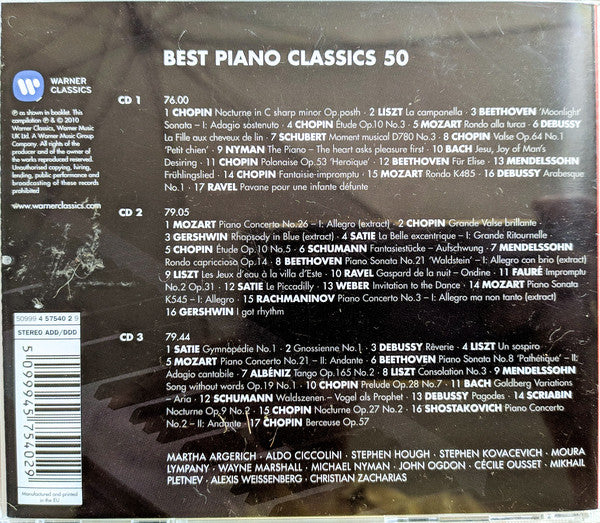 Various : Best Piano Classics 50 (3xCD, Comp, RE, RM)