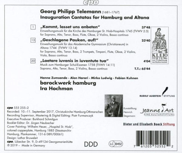 Georg Philipp Telemann - Barockwerk Hamburg / Ira Hochman : Kommt, Lasset Uns Anbeten: Inauguration Cantatas For Hamburg And Altona (CD, Album)