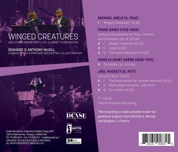 Anthony McGill, Demarre McGill, Chicago Youth Symphony Orchestra, Allen Tinkham : Winged Creatures (CD)
