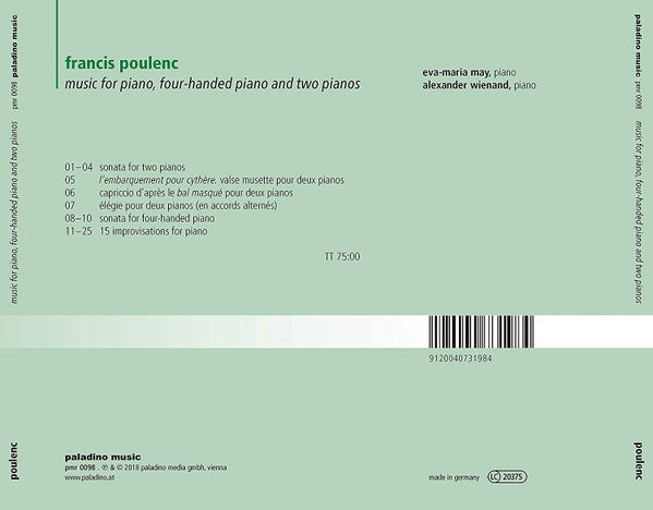 Francis Poulenc - Onda Verde : Eva-Maria May / Alexander Wienand : Music For Piano, Two Pianos And Four-Handed Piano (CD, Album)
