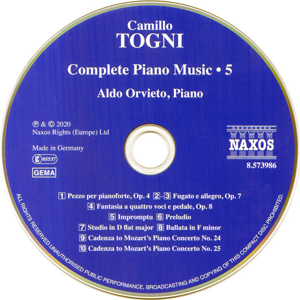 Camillo Togni, Aldo Orvieto : Complete Piano Music • 5 (CD, Album)