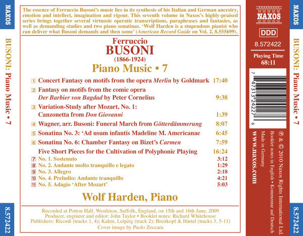 Ferruccio Busoni, Wolf Harden : Piano Music • 7 (CD, Album)