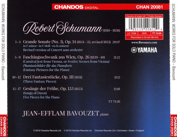 Robert Schumann, Jean-Efflam Bavouzet : Jean-Efflam Bavouzet Plays Schumann (CD, Album)