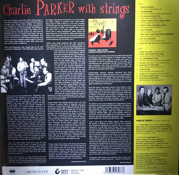 Charlie Parker With Strings : Charlie Parker With Strings (LP, Comp, Ltd, RE, RM, Blu)