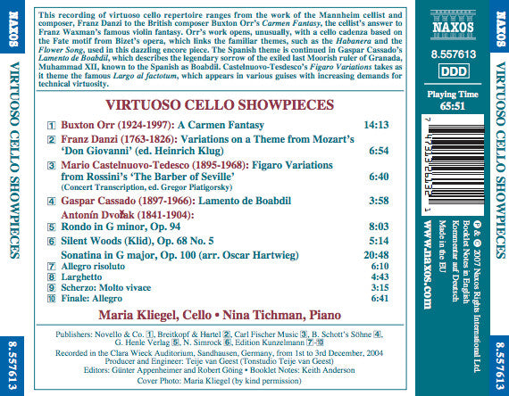 Gaspar Cassadó, Franz Danzi, Antonín Dvořák, Mario Castelnuovo-Tedesco, Maria Kliegel, Nina Tichman : Virtuoso Cello Showpieces (CD, Album)