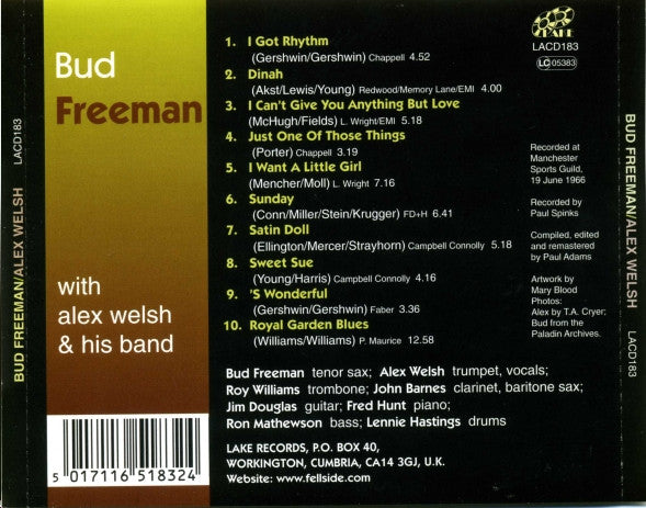 Bud Freeman With Alex Welsh & His Band : Bud Freeman With Alex Welsh & His Band (CD, Album)