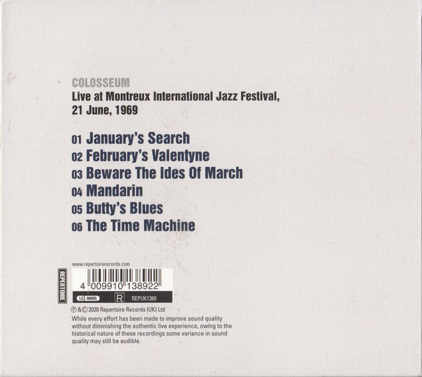 Colosseum : Festival International De Jazz Montreux Suisse 18 - 22 Juin 1969 (CD, Album, RM)