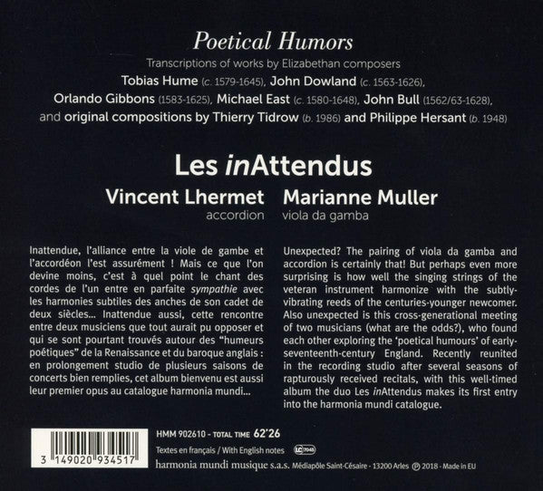 Les inAttendus, Vincent Lhermet, Marianne Muller : Poetical Humors (CD, Album, Dig)
