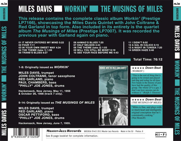 The Miles Davis Quintet : Workin' / The Musings Of Miles (CD, Comp, RE, 2 L)