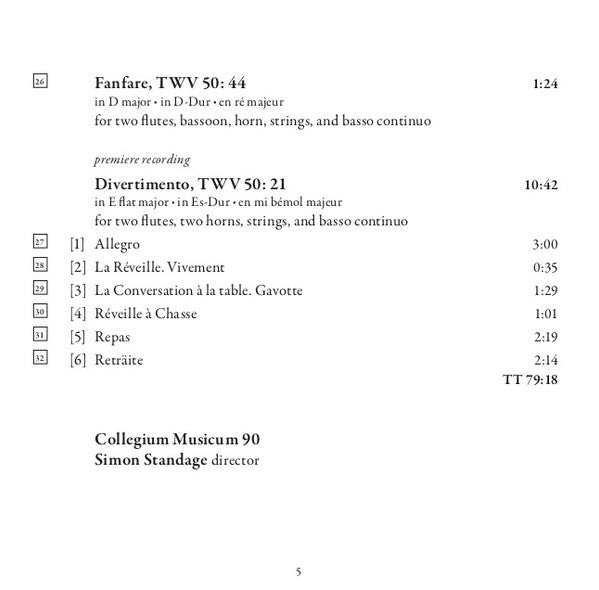 Georg Philipp Telemann, Collegium Musicum 90, Simon Standage : The Autograph Scores (CD, Album)