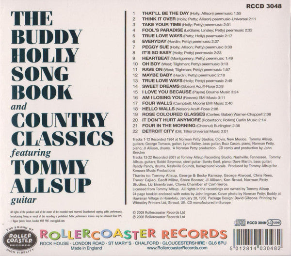 Tommy Allsup : The Buddy Holly Songbook And Country Classics Featuring Tommy Allsup Guitar (CD, Comp)