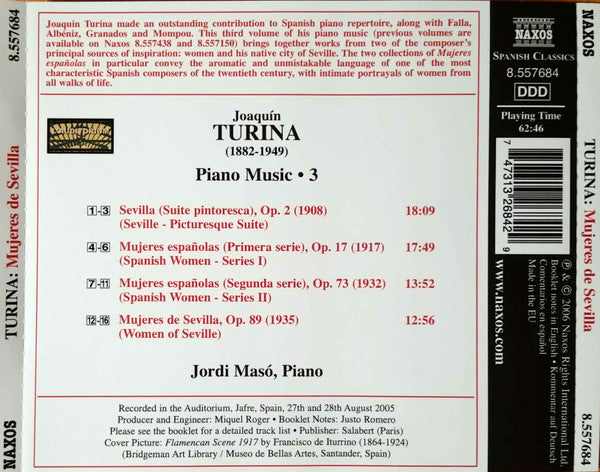 Joaquín Turina, Jordi Masó : Mujeres De Sevilla (Mujeres Españolas I And II • Sevilla) (CD)
