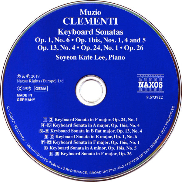 Muzio Clementi, Soyeon Kate Lee : Keyboard Sonatas From Opp. 1, 1a, 13, 24, 26 (CD, Album)