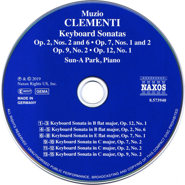 Muzio Clementi, Sun-A Park : Keyboard Sonatas from Opp. 2, 7, 9 & 12 (CD, Album)