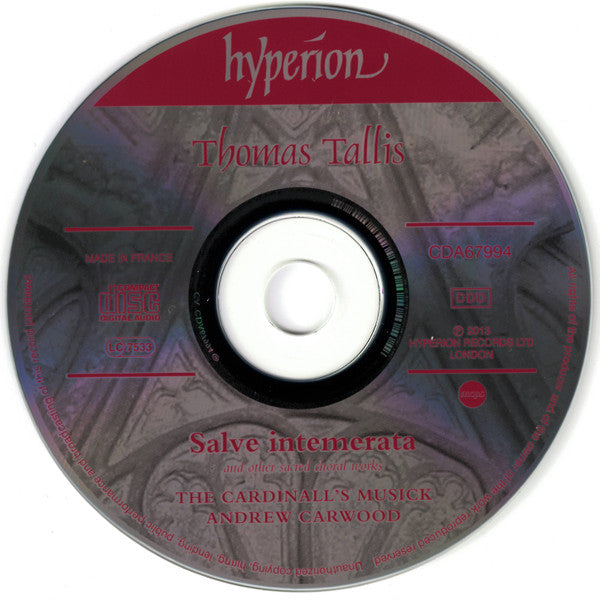 Thomas Tallis - The Cardinall's Musick, Andrew Carwood : Salve Intemerata (CD, Album)