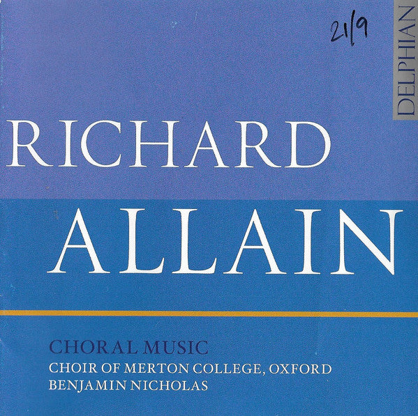 Richard Allain, Choir Of Merton College, Oxford, Benjamin Nicholas : Choral Music (CD, Album)