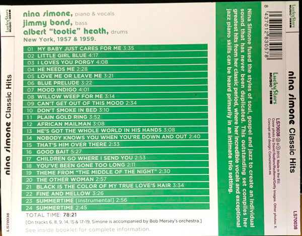 Nina Simone : Classic Hits. The Queen Of Soul - Gospel - Blues (CD, Comp)