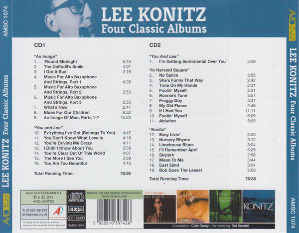 Lee Konitz : Four Classic Albums: An Image / You And Lee / In Harvard Square / Konitz (2xCD, Album, Comp)