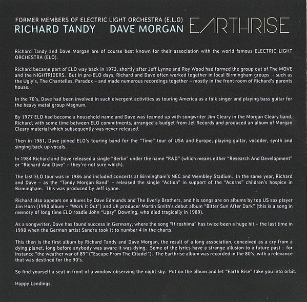 Richard Tandy, Dave Morgan (2) : Earthrise (CD, Album, RE)