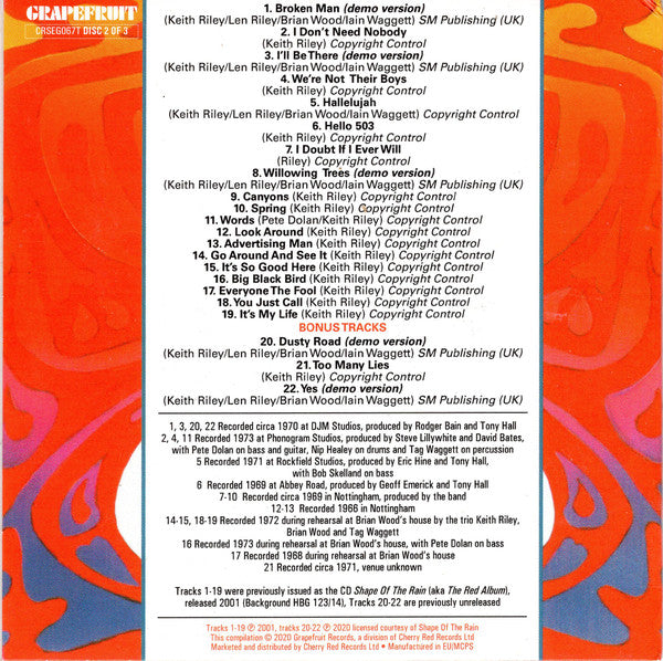 Shape Of The Rain : Riley, Riley, Wood And Waggett (3xCD, Album, Comp, RE, RM)