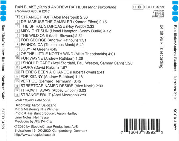 Ran Blake / Andrew Rathbun : Northern Noir (CD, Album)
