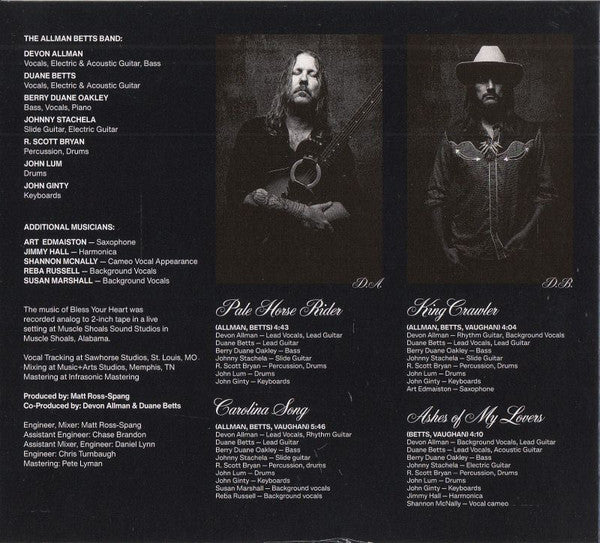 The Allman Betts Band : Bless Your Heart (CD, Album)