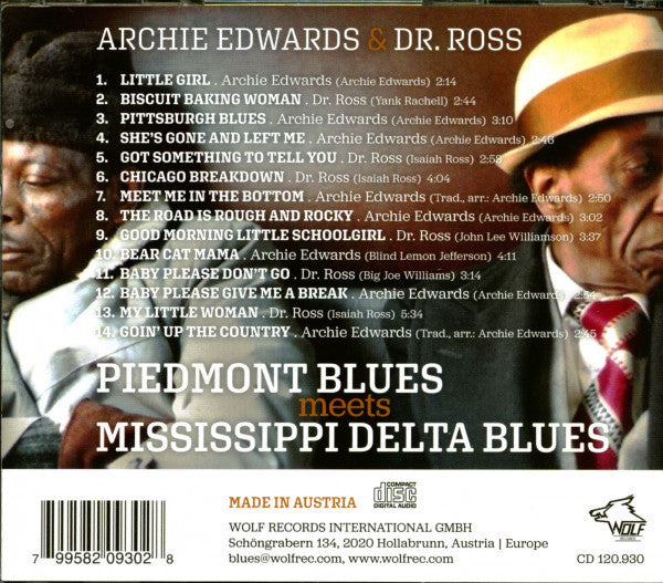 Archie Edwards & Doctor Ross : Piedmont Blues Meets Mississippi Delta Blues (CD, Comp)