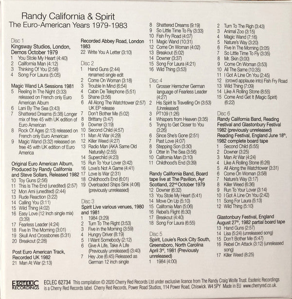 Randy California & Spirit (8) : The Euro-American Years 1979-1983 (6xCD + Box, Comp)