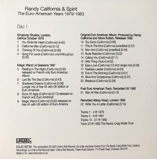 Randy California & Spirit (8) : The Euro-American Years 1979-1983 (6xCD + Box, Comp)