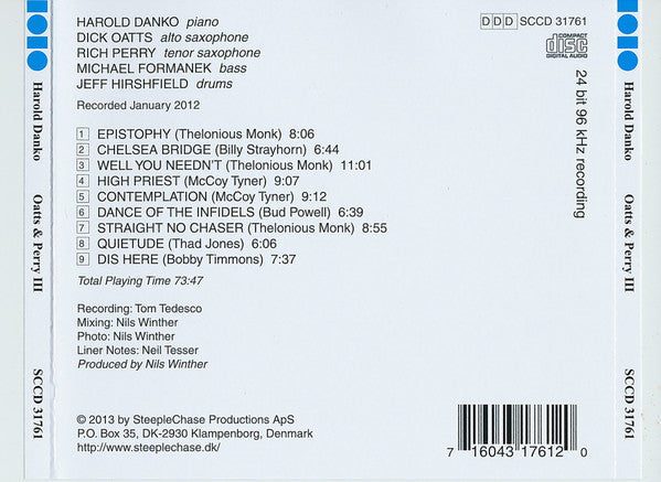 Harold Danko Quintet : Oatts & Perry III (CD, Album)