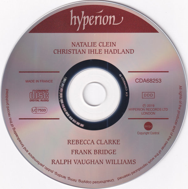 Natalie Clein ∙ Christian Ihle Hadland, Rebecca Clarke / Frank Bridge / Ralph Vaughan Williams : Viola Sonata / Cello Sonata / Six Studies In English Folk Song (CD)