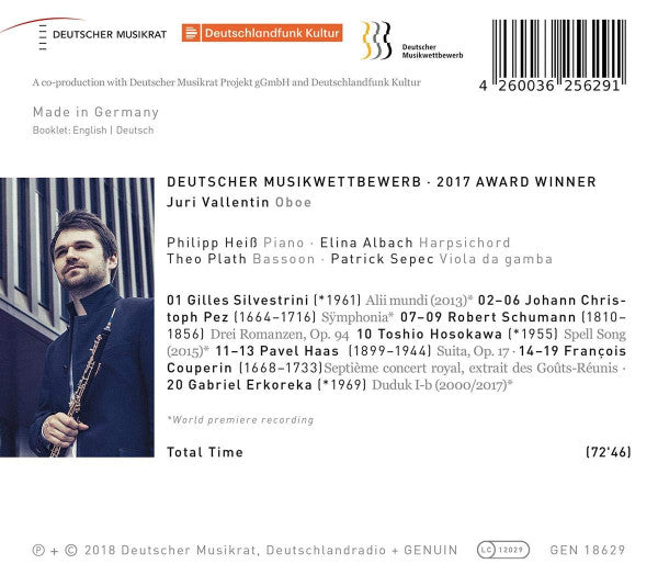 Silvestrini*, Pez*, Schumann*, Hosokawa*, Haas*, Couperin*, Erkoreka*, Juri Vallentin : Deutscher Musikwettbewerb 2017 Award Winner (CD, Album)