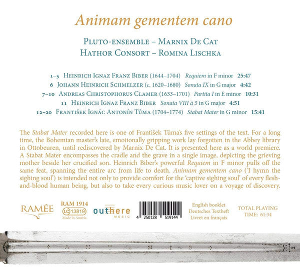 František Ignác Tůma Stabat Mater, Heinrich Ignaz Franz Biber Requiem, Pluto Ensemble, Marnix De Cat, Hathor Consort, Romina Lischka : Animam Gementem Cano (CD, Album)