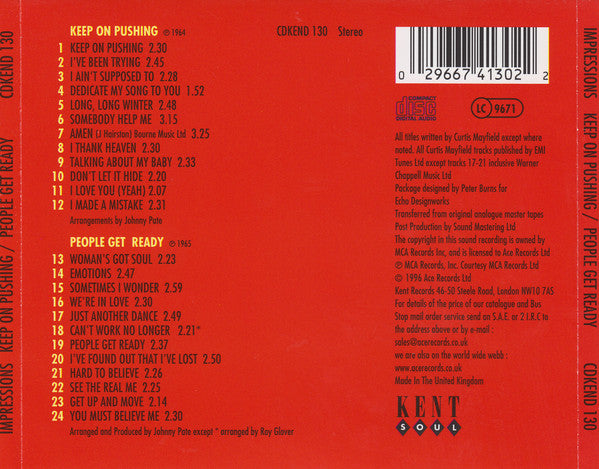 The Impressions : Keep On Pushing / People Get Ready (CD, Comp, RE)