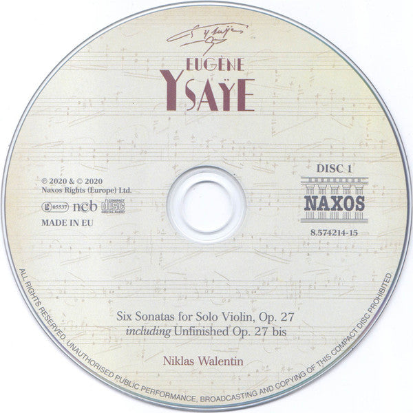 Eugène Ysaÿe : Six Sonatas For Solo Violin, Op. 27 Including Unfinished Op. 27bis (2xCD, Album)