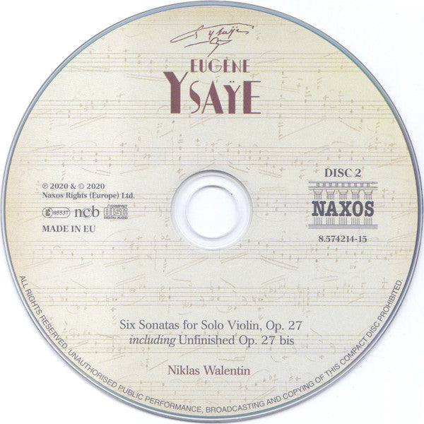 Eugène Ysaÿe : Six Sonatas For Solo Violin, Op. 27 Including Unfinished Op. 27bis (2xCD, Album)