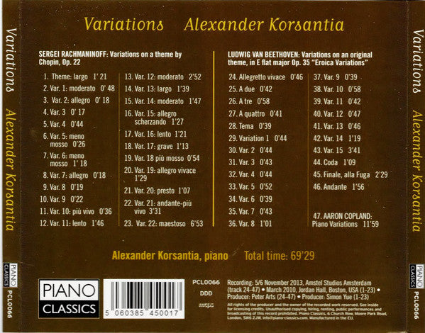 Ludwig van Beethoven, Sergei Rachmaninoff, Aaron Copland - Alexander Korsantia : Eroica Variations / Chopin Variations / Piano Variations (CD, Album)