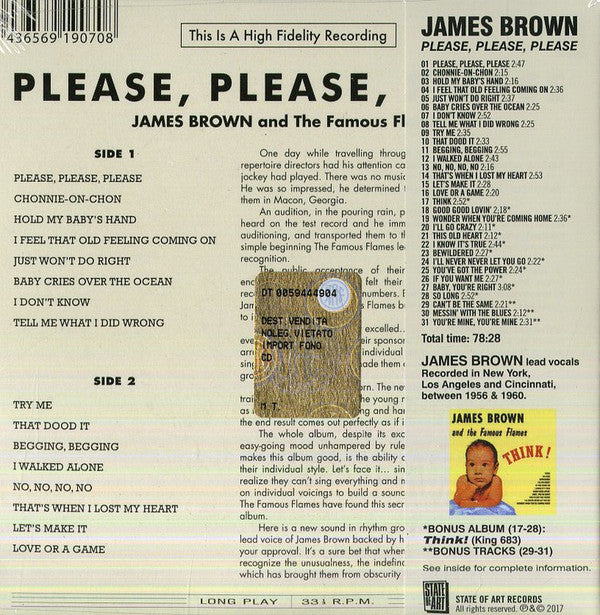 James Brown & The Famous Flames : Please, Please, Please (CD, Comp, Ltd, RE, RM, 24-)