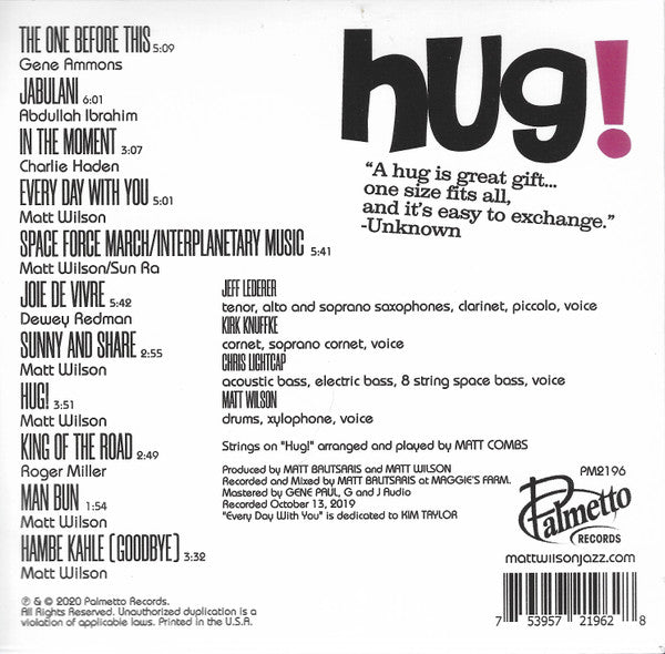 Matt Wilson Quartet : Hug! (CD, Album)
