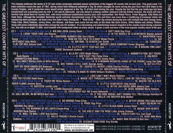 Various : The Greatest Country Hits Of 1962 (4xCD, Comp)