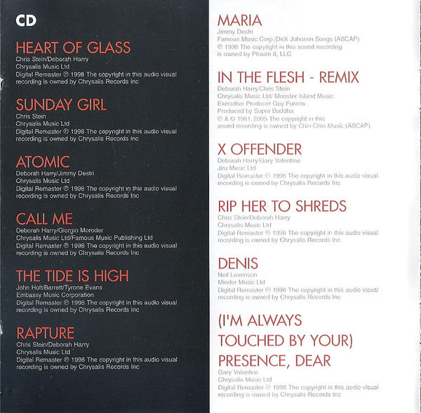 Blondie : Greatest Hits (CD, Comp, RM + DVD, Comp, PAL)