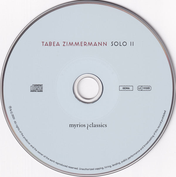 Tabea Zimmermann Plays Johann Sebastian Bach & György Kurtág : Solo II (CD)