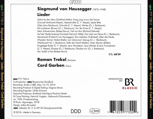 Siegmund Von Hausegger - Roman Trekel ∙ Cord Garben : Lieder (CD, Album)