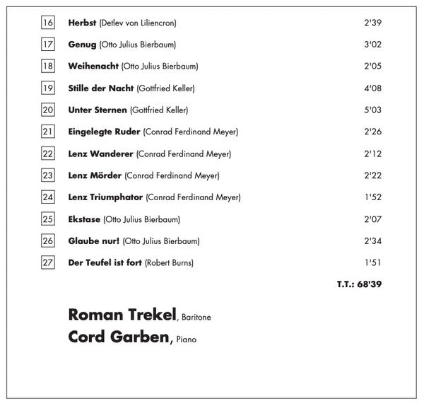 Siegmund Von Hausegger - Roman Trekel ∙ Cord Garben : Lieder (CD, Album)