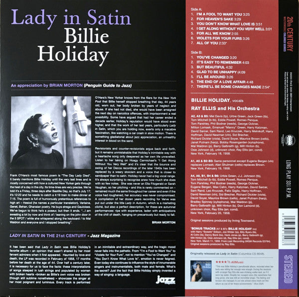 Billie Holiday : Lady In Satin (LP, Ltd, RE, Pur)