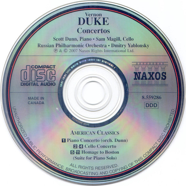 Vernon Duke, Scott Dunn, Samuel Magill, Russian Philharmonic Orchestra, Dmitry Yablonsky : Piano Concerto • Cello Concerto (CD, Album)