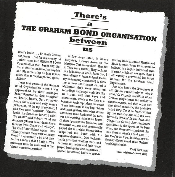 The Graham Bond Organization : The Sound Of '65 / There's A Bond Between Us (CD, Album, Comp, Mono)